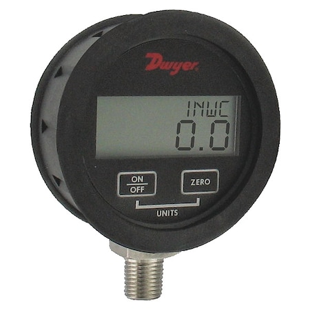 Digital Pressure Gauge, 0 To 50 Psi, 1/4 In MNPT, Black