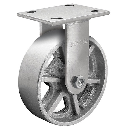 8 X 2 Cast Iron Rigid Caster, No Brake, Loads Up To 1250 Lb