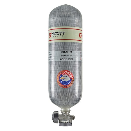 SCBA Cylinder, 4500 Psi, 60 Min., Filled, Color: Gray