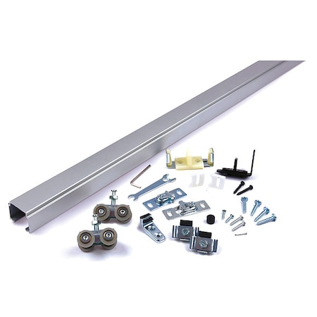 Track Kit, Sliding Door Type, Alum., Silver, Mounting: Top