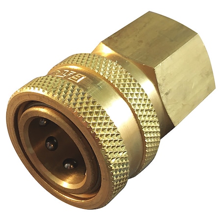 Hydraulic Quick Connect Hose Coupling, Brass Body, Push-to-Connect Lock, 3/4-14 Thread Size