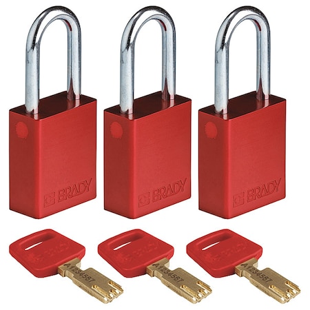 Lockout Padlock,Aluminum,Silver,PK3