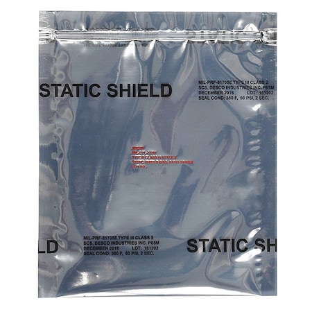 Static Shielding Bag,Silver,18 W,PK100