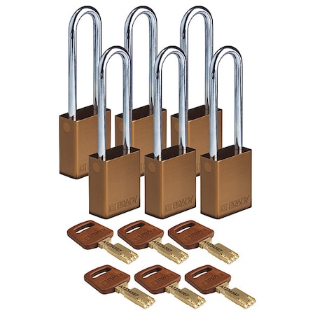 Lockout Padlock,Brown,1-1/2 W Body,PK6