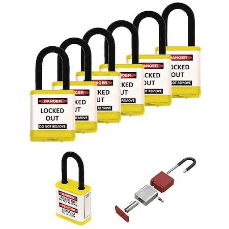 Lockout Padlock,1-1/2 H Shackle,PK6