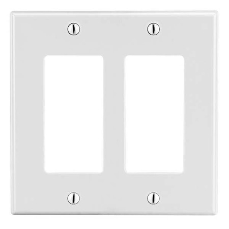 Rocker Wall Plate, Number Of Gangs: 2 Plastic, Smooth Finish, White