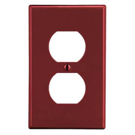 Duplex Receptacle Wall Plate, Number Of Gangs: 1 Plastic, Smooth Finish, Red