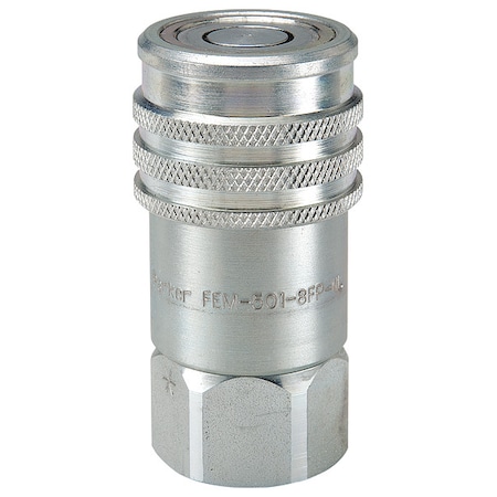 Hydraulic Quick Connect Hose Coupling, Steel Body, Push-to-Connect Lock, 1-1/16-12 Thread Size