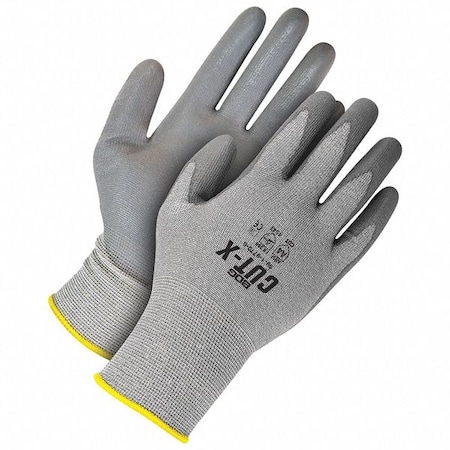 Grey 18G Cut Resistant Seamless Knit HPPE Grey PU Palm, Size M (8)