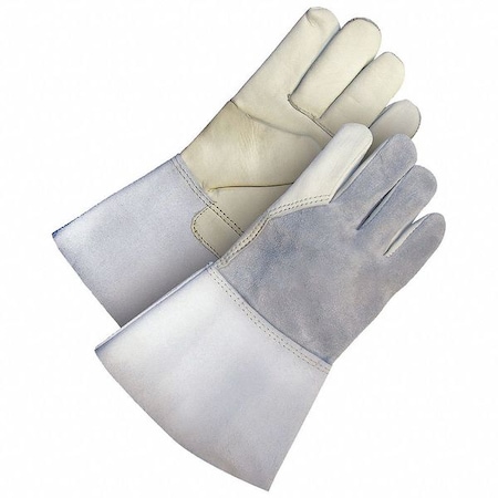Grain Cowhide Utility Glove Gauntlet Split Back Palm Lined, Size S
