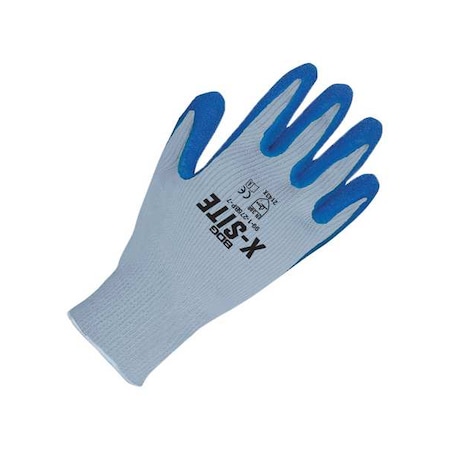 Seamless Knit Light Blue PolyCotton Blue Crinkle Latex Palm, Size M (8)