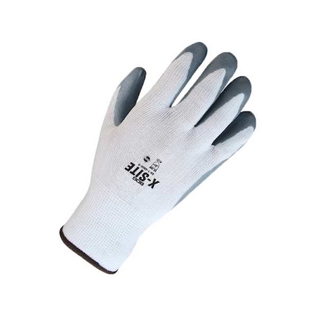 Seamless Knit White Nylon Grey Foam Nitrile Palm, Size M (8)