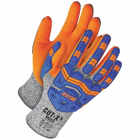 Grey HPPE Orange Sandy Nitrile Palm Impact, Size XS (6)