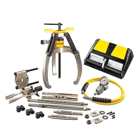 LGHMS314A, 14 Ton, 3 Jaw, Hydraulic Lock-Grip Master Puller Set With Air Pump