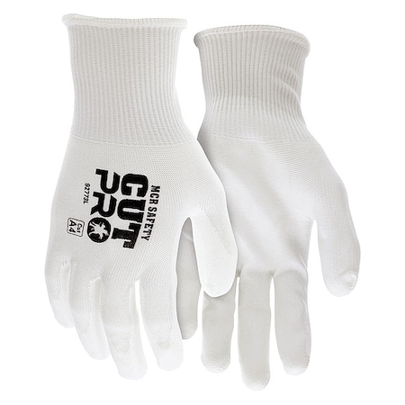 Polyurethane Coated Gloves, Palm Coverage, White, XL, PR