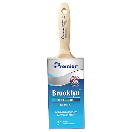 3 Flat Sash Paint Brush, Polyester Bristle, Hardwood Handle