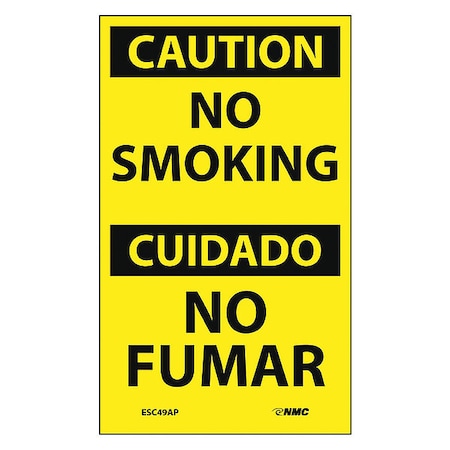 Caution No Smoking Bilingual Label, Pk5, ESC49AP