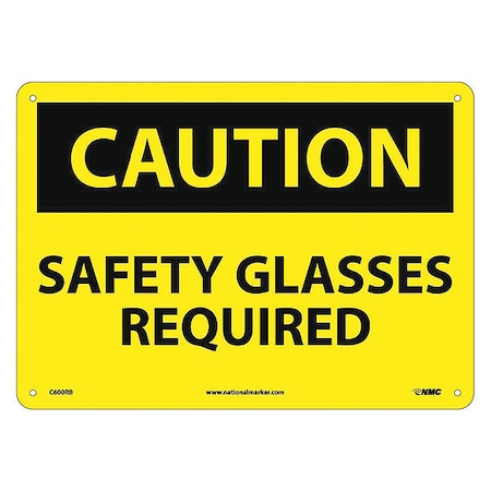 Caution Safety Glasses Required Sign