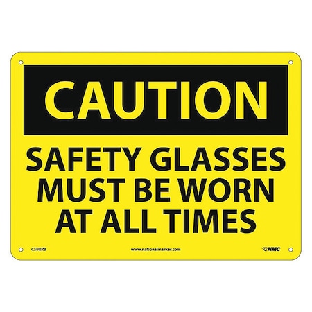 Caution Safety Glasses Must Be Worn At All Times Sign