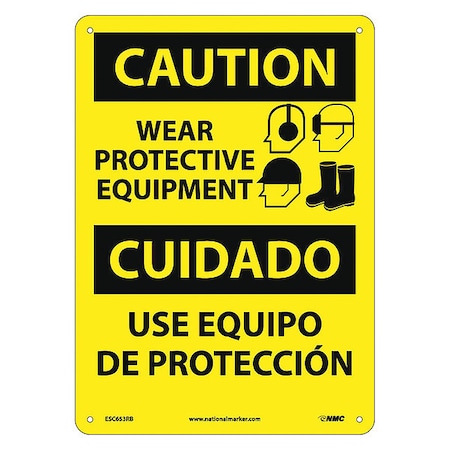 Caution Wear Protective Equipment Sign - Bilingual