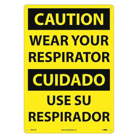 Caution Wear Your Respirator Sign - Bilingual