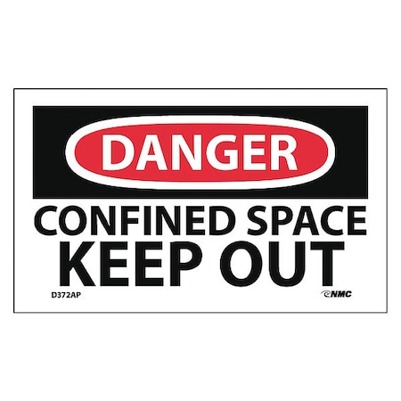 Confined Space Keep Out Label, Pk5