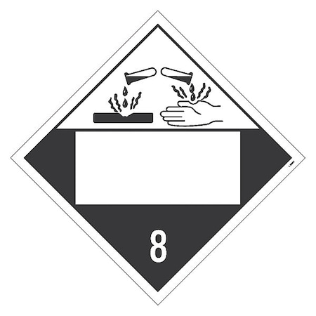 Corrosive 8 Graphic Dot Placard Sign, Pk10