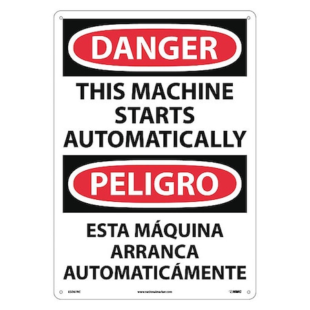 Danger Automatic Machine Start Sign - Bilingual