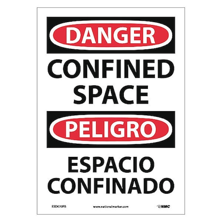 Danger Confined Space Sign - Bilingual, ESD670PB