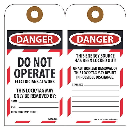 Danger Do Not Operate Tag, Pk10