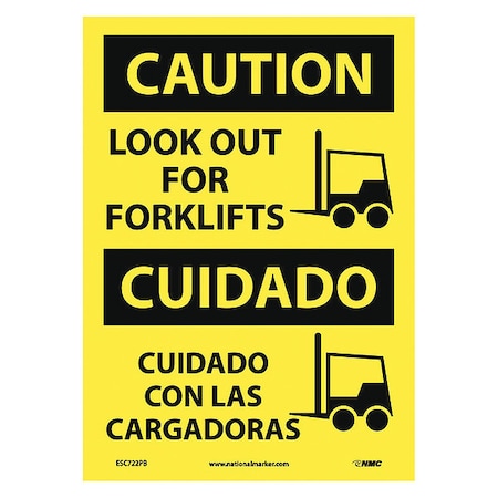Caution Look Out For Forklifts Sign - Bilingual, ESC722PB