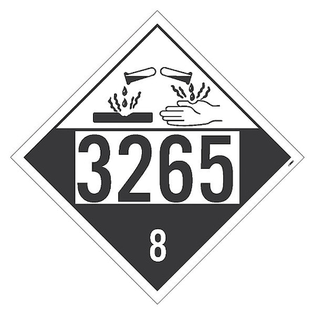 Dot Placard, 3265 Corrosive 4 Digit, Pk50