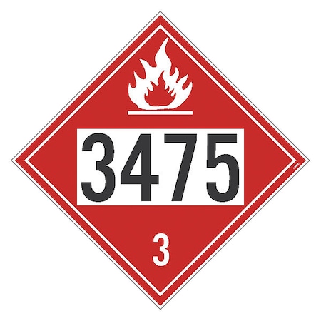 Dot Placard Sign, 3475 3, Gasoline