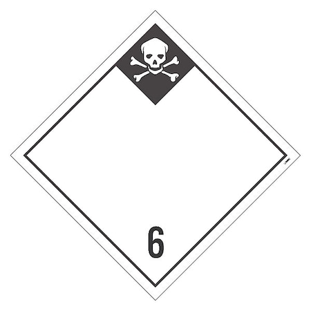 Dot Placard Sign, 6 Poisonous And Infectious Substances, Blank, Pk50, DL98BP50