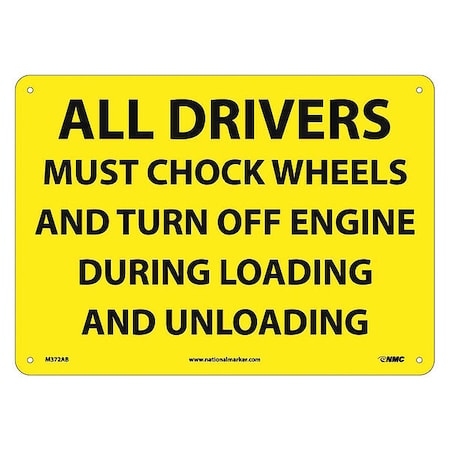 All Drivers Must Chock Wheels And Turn Off Engine Sign, M372AB