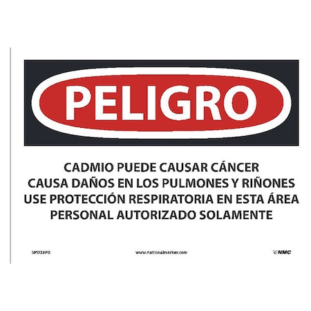 Cadmium May Cause Cancer Causes Sign - Spanish, SPD28PB