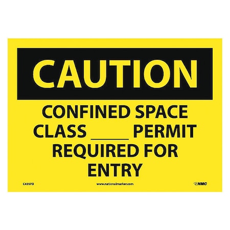 Caution Confined Space Permit Required Sign, C439PB