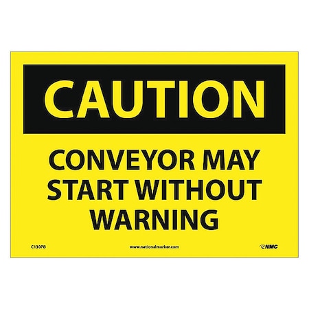 Caution Conveyor May Start Warning Sign