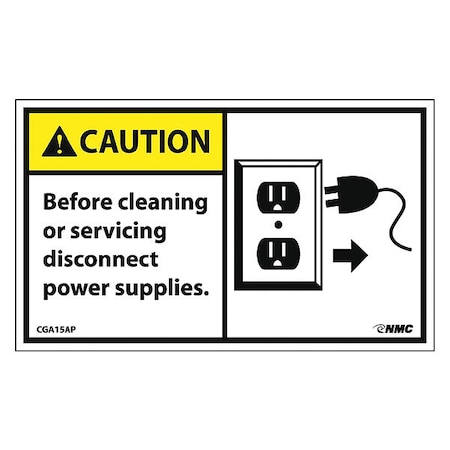 Caution Disconnect Power Supplies Label, Pk5