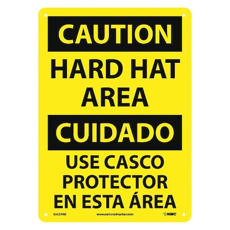 Caution Hard Hat Area Sign - Bilingual