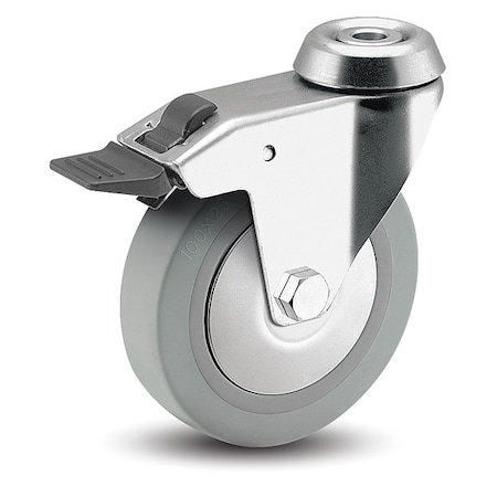 3 X 7/8 Non-Marking Rubber Thermoplastic Swivel Caster, Total Lock Brake, Loads Up To 140 Lb
