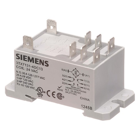 Enclosed Power Relay, DIN-Rail & Surface Mounted, DPDT, 24V AC