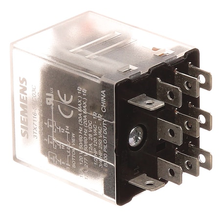 Plug In Relay, 24V DC Coil Volts, Square, 11 Pin, 3PDT