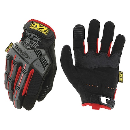 Mechanics Gloves, 2XL, Black/Red, Reinforced, Trek Dry(R)/TPR