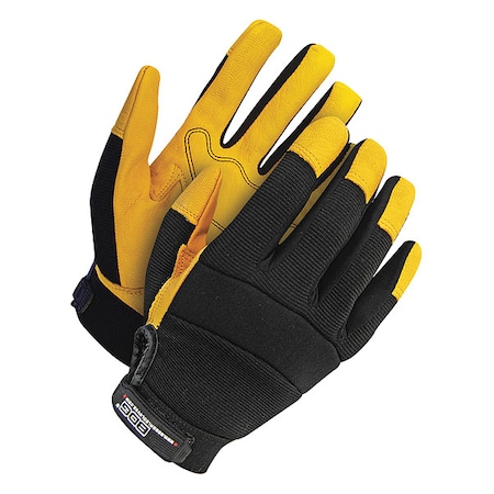 Mechanics Gloves, Black/Yellow, Padded
