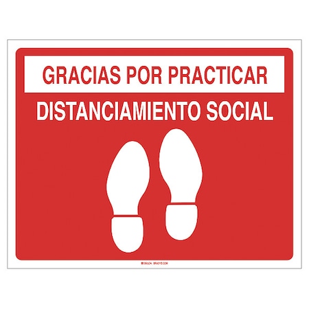 Covid 19 Sign 14X18, Spanish Social Dist, 14 In H, 18 In W, Vinyl, Spanish, 170329