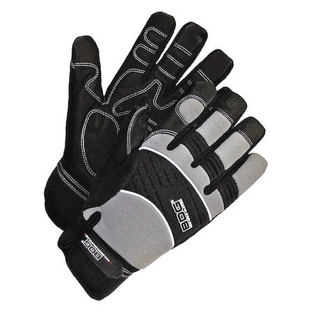 Mechanics Gloves,Black/Gray,Slip-On,M