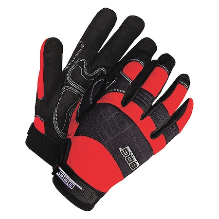 Mechanics Gloves, Black/Red, Padded