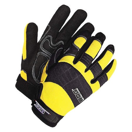 Mechanics Gloves, Black/Yellow, Padded