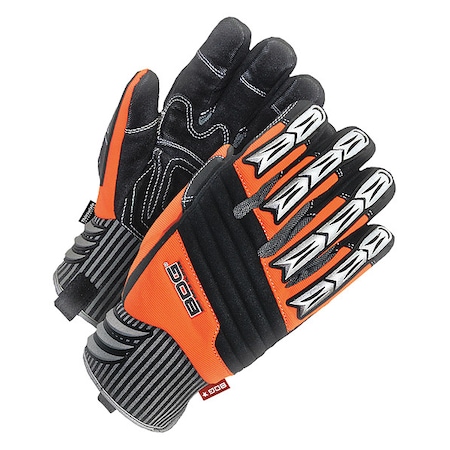 Mechanics Gloves, Black/Orange, Padded